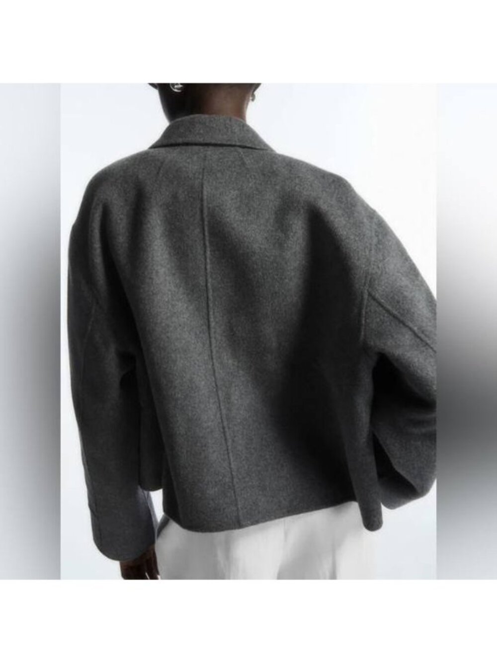 COS BOXY DOUBLE-FACED WOOL JACKET Womens size XS in GREY - Picture 4 of 13